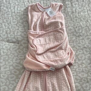 HALO SleepSack Swaddle Pink Polka Dot Small 3–6 Months Pottery Barn Baby NEW